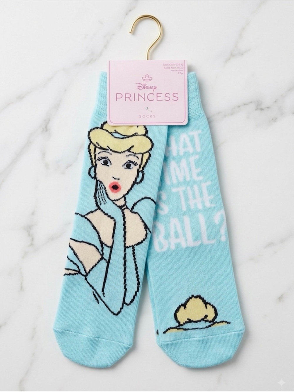 Disney Princess Cinderella Crew Socks "What Time Is The Ball?" - NWT (1 Pair)